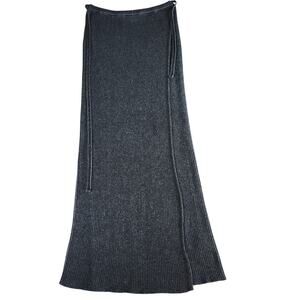 Free People Knit Maxi Skirt Womens XS Gray Ribbed Wrap Stretch Elastic Pull On